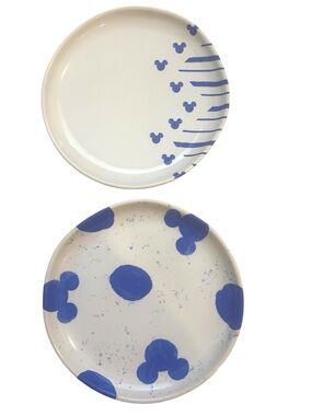 Disney Parks Mickey Mouse Blue Icon Tidbit Stoneware Salad Plates Set of 2